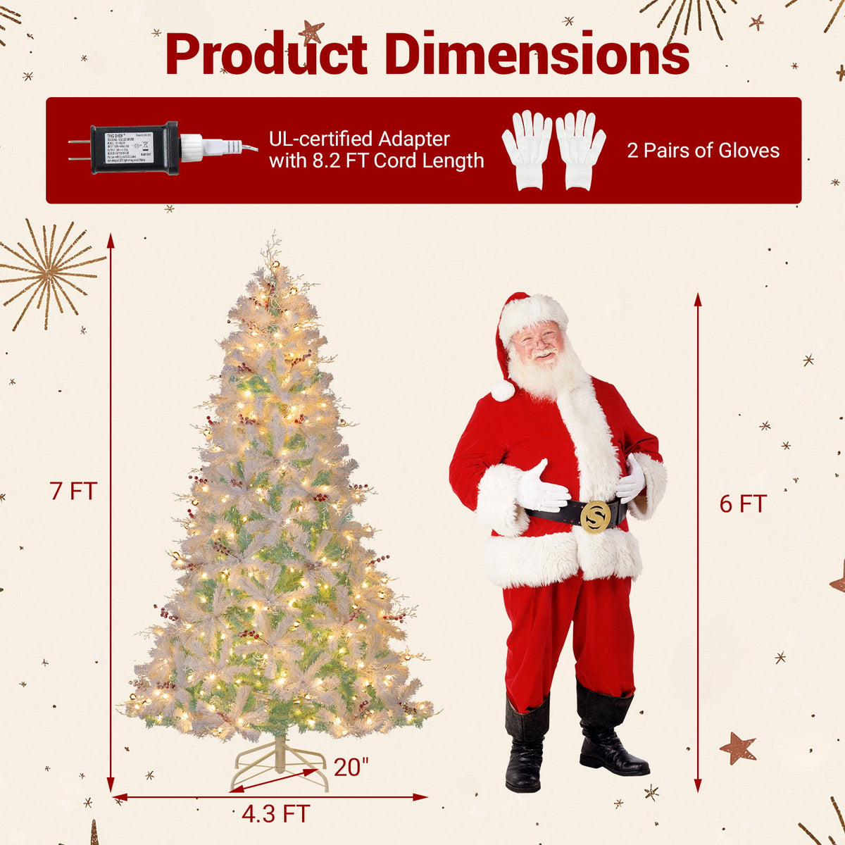Pre-Lit Artificial Christmas Tree with Snow Flocked Branch Tips-M-Christmas Trees-DECOROLALA