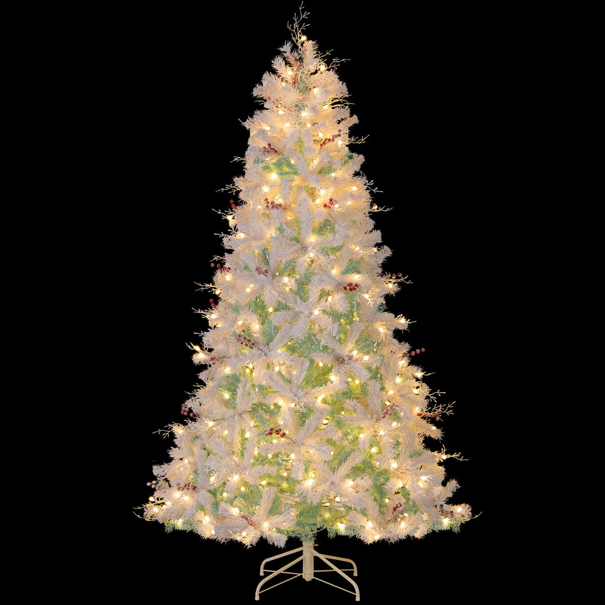 Pre-Lit Artificial Christmas Tree with Snow Flocked Branch Tips-M-Christmas Trees-DECOROLALA