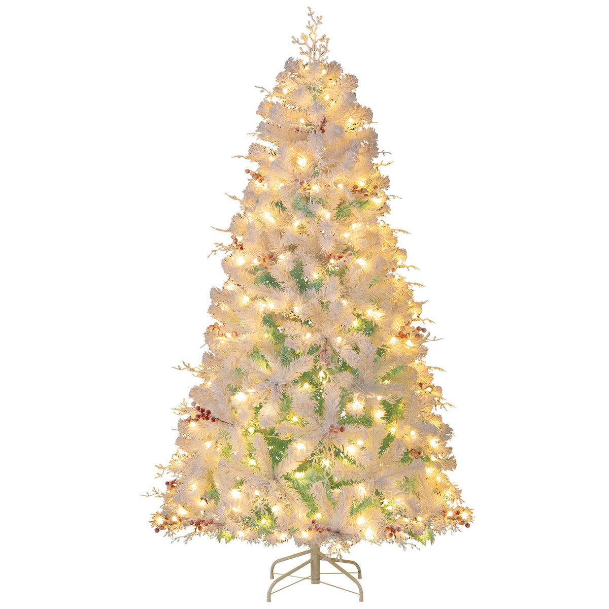 Pre-Lit Artificial Christmas Tree with Snow Flocked Branch Tips-S-Christmas Trees-DECOROLALA