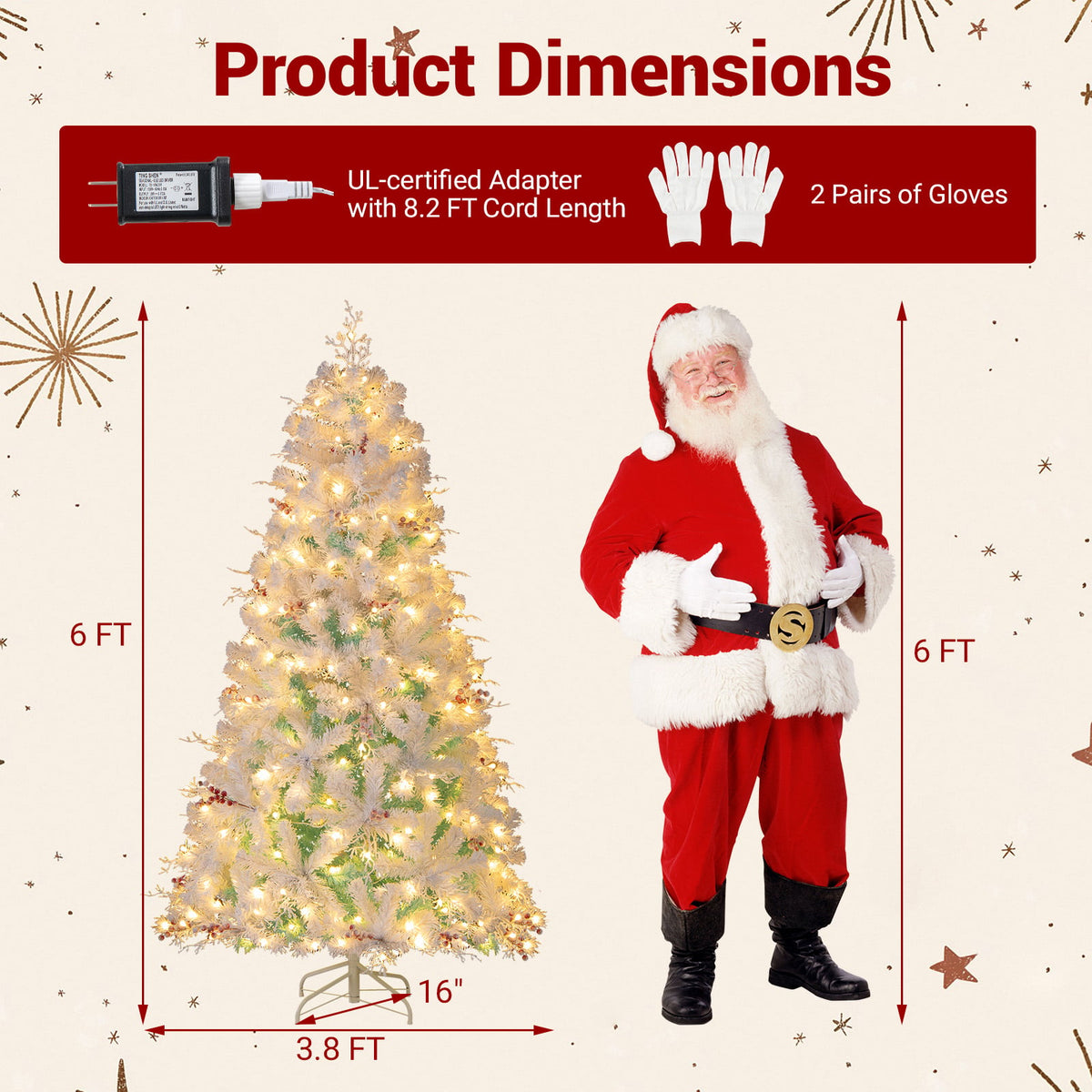 Pre-Lit Artificial Christmas Tree with Snow Flocked Branch Tips-S-Christmas Trees-DECOROLALA