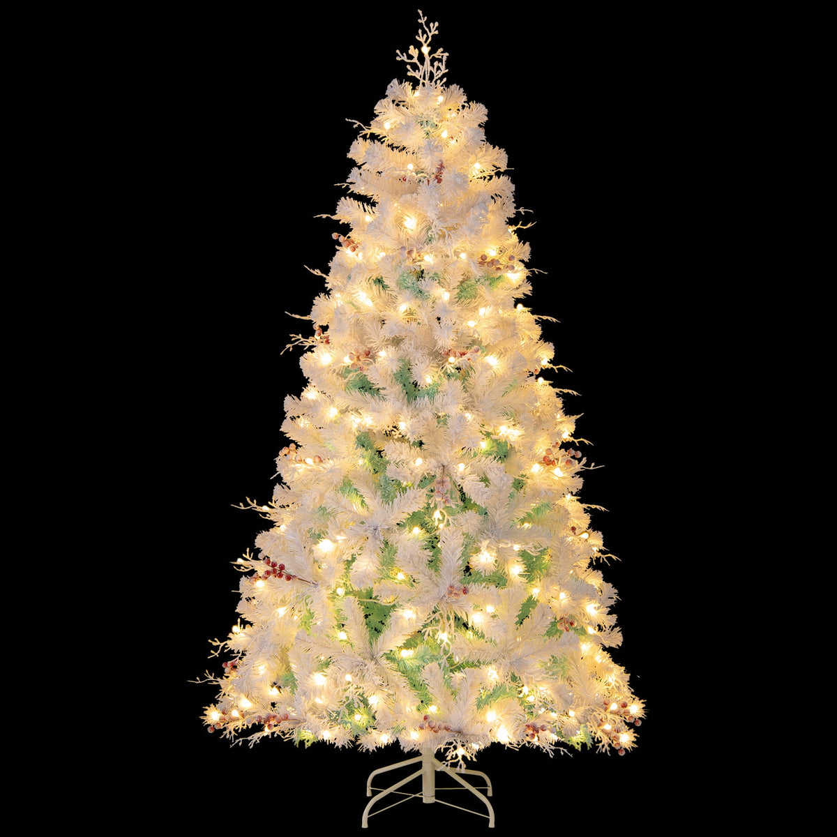 Pre-Lit Artificial Christmas Tree with Snow Flocked Branch Tips-S-Christmas Trees-DECOROLALA