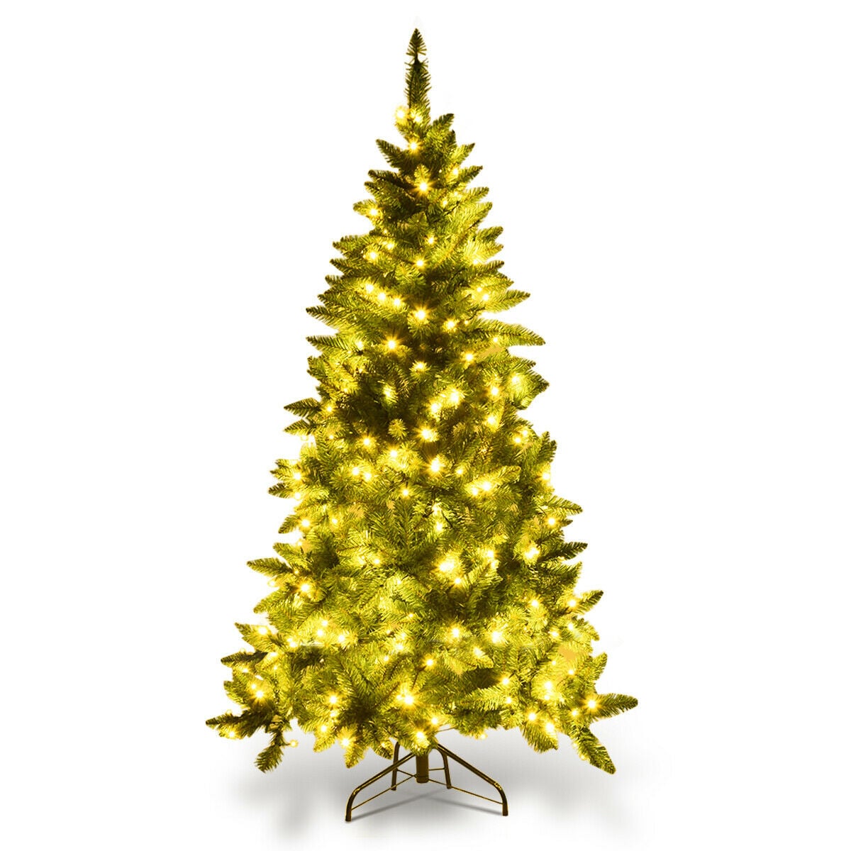 Pre-Lit Artificial Half National Christmas Tree with 8 Flash Modes-5 ft-Christmas Trees-DECOROLALA