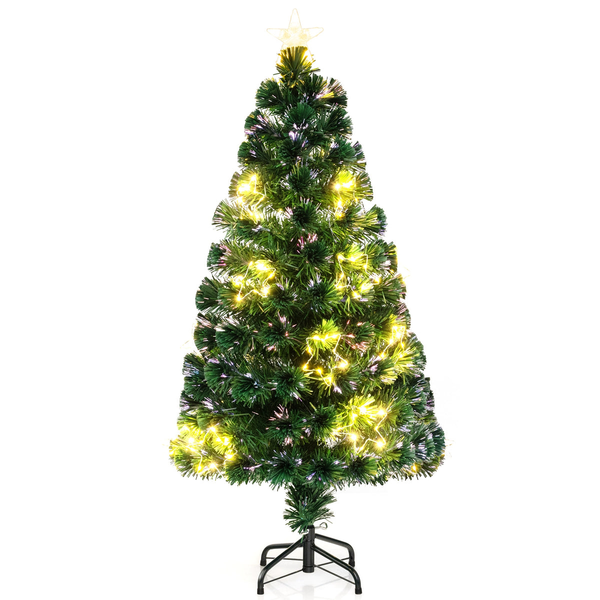 Pre-Lit Artificial Xmas Tree with Top Star and Branch Tips-4 FT-Christmas Trees-DECOROLALA