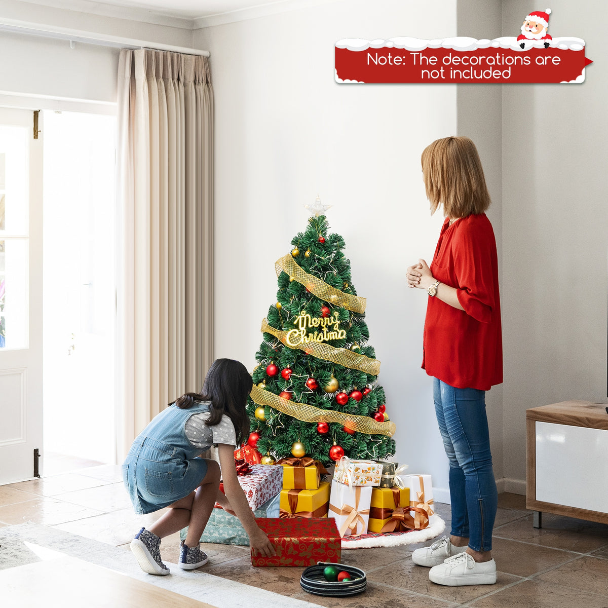 Pre-Lit Artificial Xmas Tree with Top Star and Branch Tips-4 FT-Christmas Trees-DECOROLALA