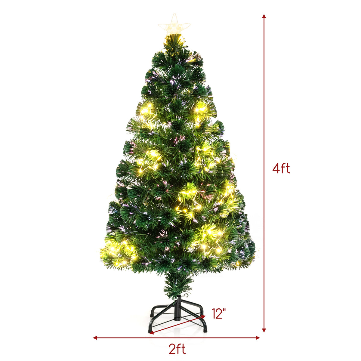 Pre-Lit Artificial Xmas Tree with Top Star and Branch Tips-4 FT-Christmas Trees-DECOROLALA
