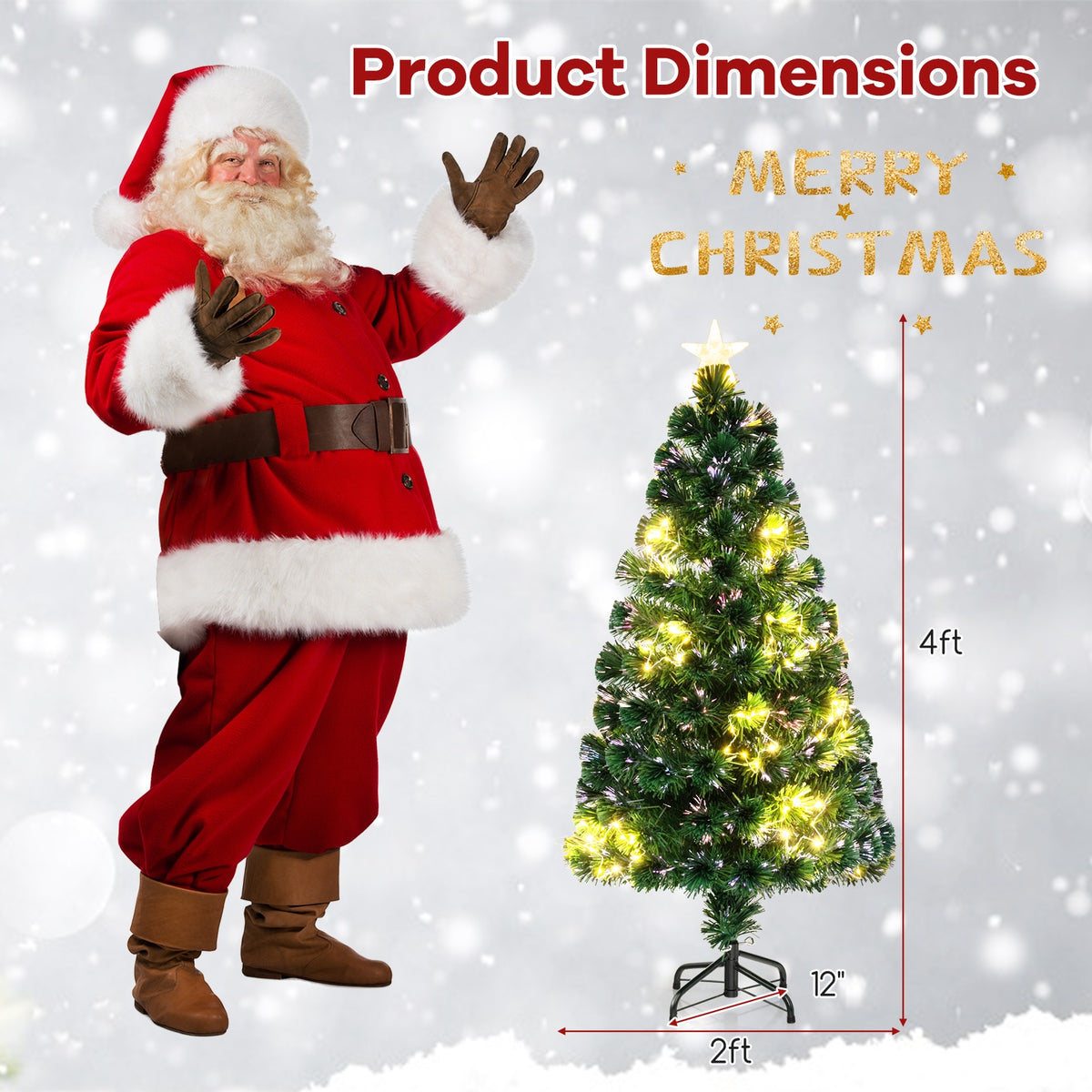 Pre-Lit Artificial Xmas Tree with Top Star and Branch Tips-4 FT-Christmas Trees-DECOROLALA