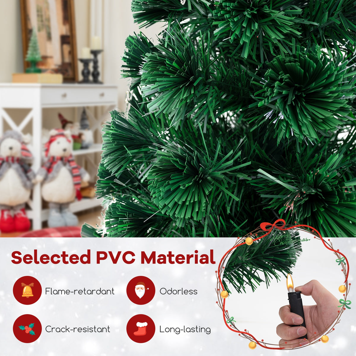 Pre-Lit Artificial Xmas Tree with Top Star and Branch Tips-4 FT-Christmas Trees-DECOROLALA