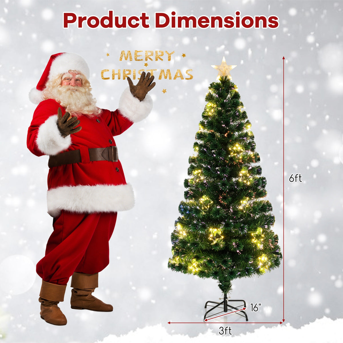 Pre-Lit Artificial Xmas Tree with Top Star and Branch Tips-6 FT-Christmas Trees-DECOROLALA