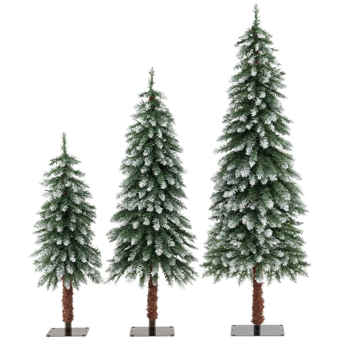 Pre-Lit Christmas Tree Set of 3 - Snowy and Slim-Christmas Trees-DECOROLALA