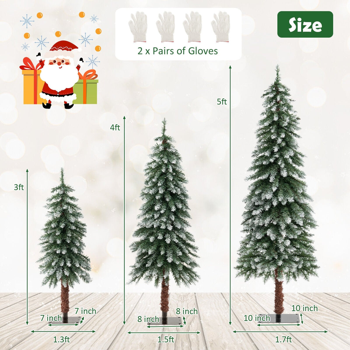 Pre-Lit Christmas Tree Set of 3 - Snowy and Slim-Christmas Trees-DECOROLALA