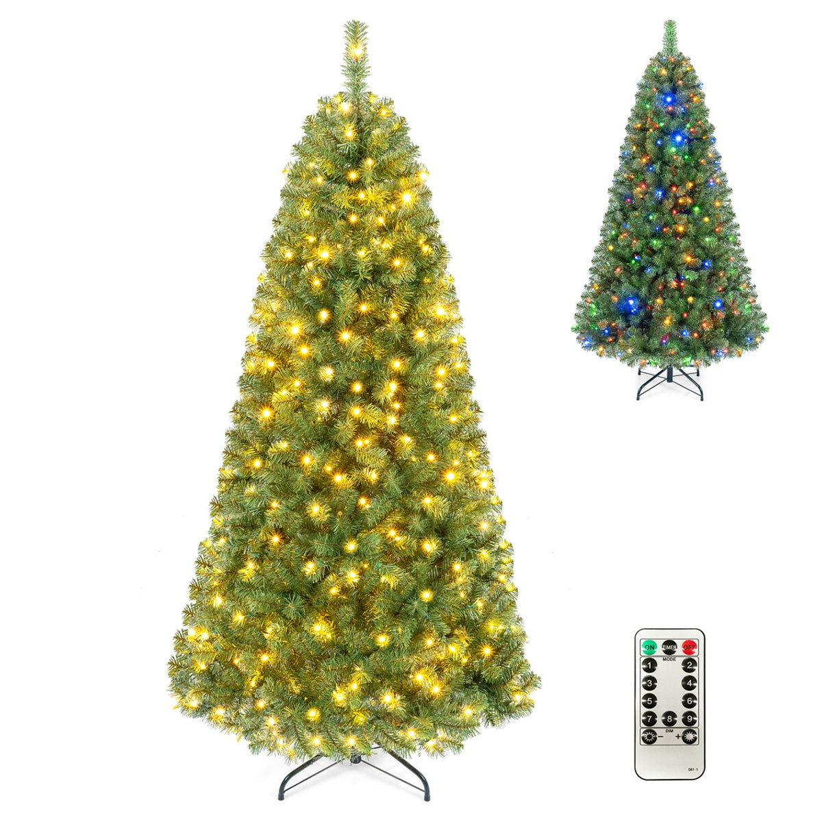 Pre-Lit Green Artificial Christmas Tree with Full Branch Tips-6 Feet-Christmas Trees-DECOROLALA