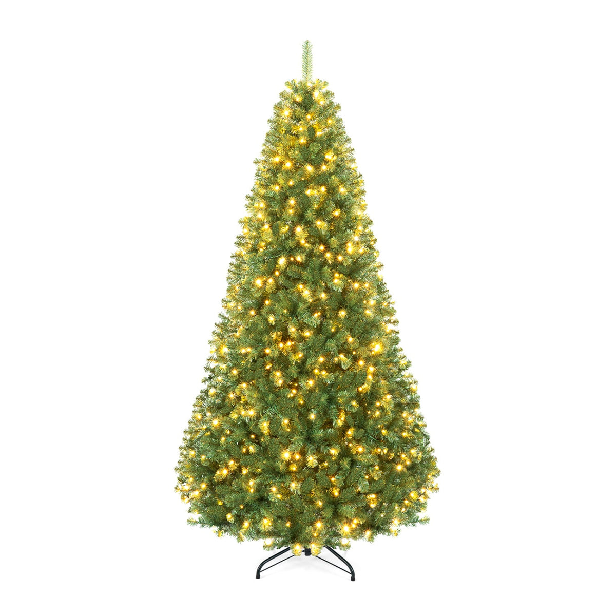 Pre-Lit Green Artificial Christmas Tree with Full Branch Tips-8 Feet-Christmas Trees-DECOROLALA