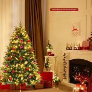 Pre-Lit Snowy Christmas Hinged Tree with Flash Modes and Multi-Color Lights-5 ft-Christmas Trees-DECOROLALA