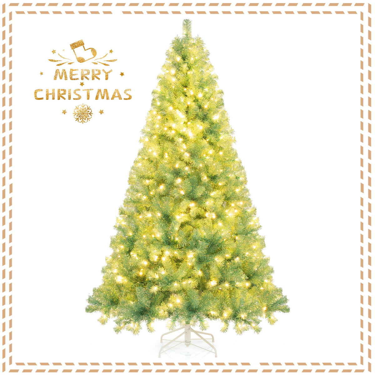 Pre-Lit Tinsel Christmas Tree Artificial Xmas Tree Home Office Party Seasonal Holiday Decoration-M-Christmas Trees-DECOROLALA