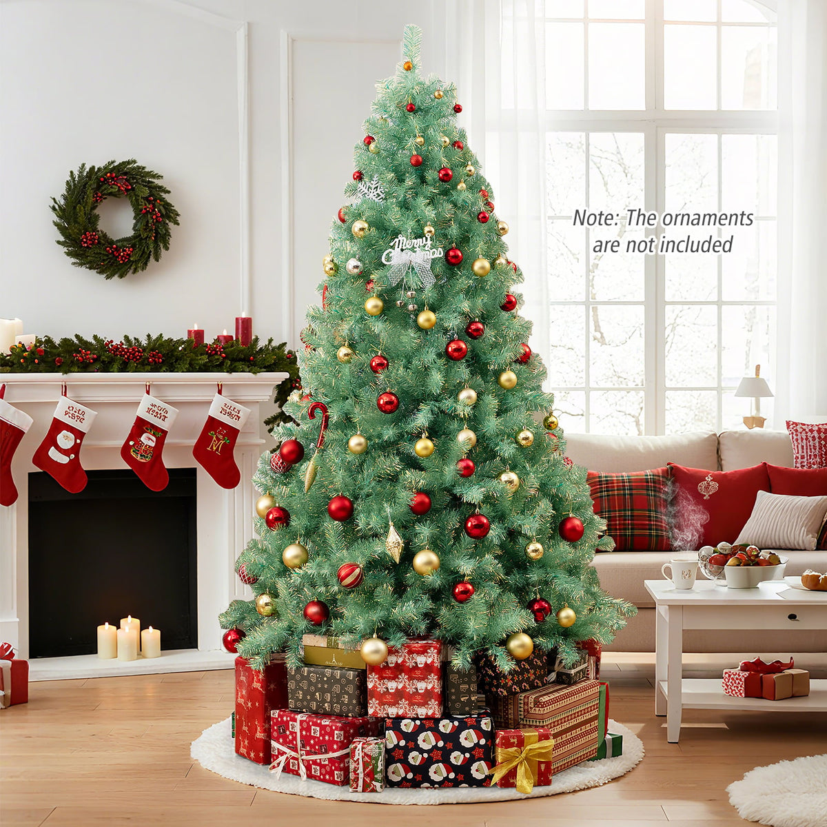 Pre-Lit Tinsel Christmas Tree Artificial Xmas Tree Home Office Party Seasonal Holiday Decoration-M-Christmas Trees-DECOROLALA