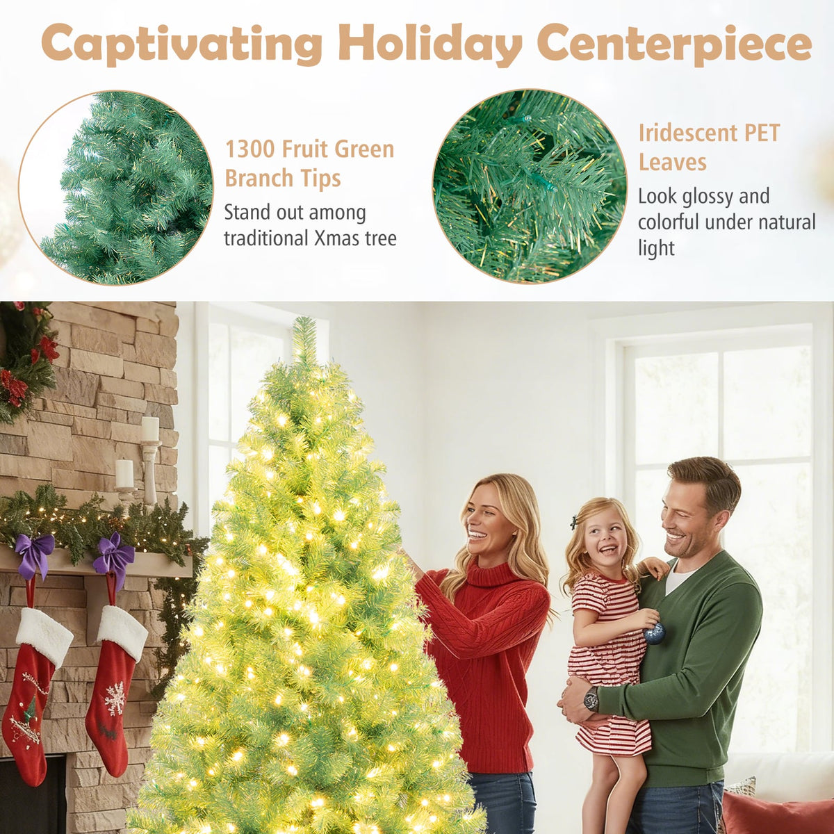 Pre-Lit Tinsel Christmas Tree Artificial Xmas Tree Home Office Party Seasonal Holiday Decoration-M-Christmas Trees-DECOROLALA