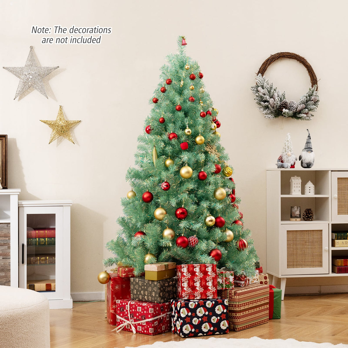 Pre-Lit Tinsel Christmas Tree Artificial Xmas Tree Home Office Party Seasonal Holiday Decoration-S-Christmas Trees-DECOROLALA