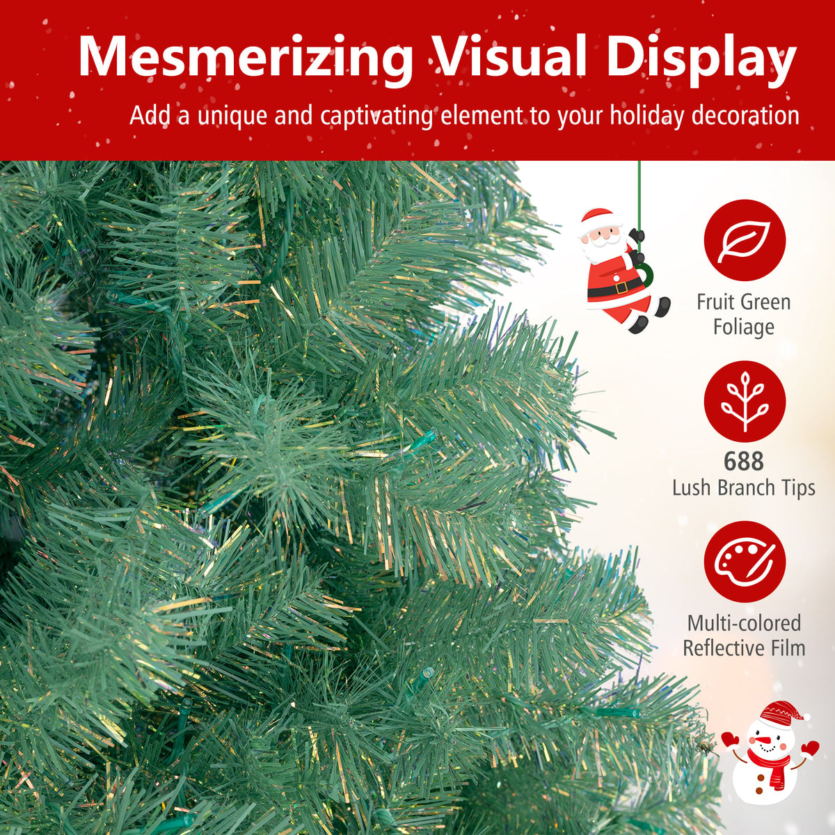 Pre-Lit Tinsel Christmas Tree Artificial Xmas Tree Home Office Party Seasonal Holiday Decoration-S-Christmas Trees-DECOROLALA