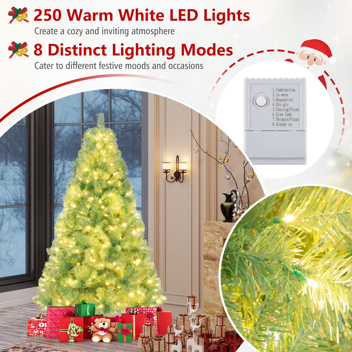 Pre-Lit Tinsel Christmas Tree Artificial Xmas Tree Home Office Party Seasonal Holiday Decoration-S-Christmas Trees-DECOROLALA
