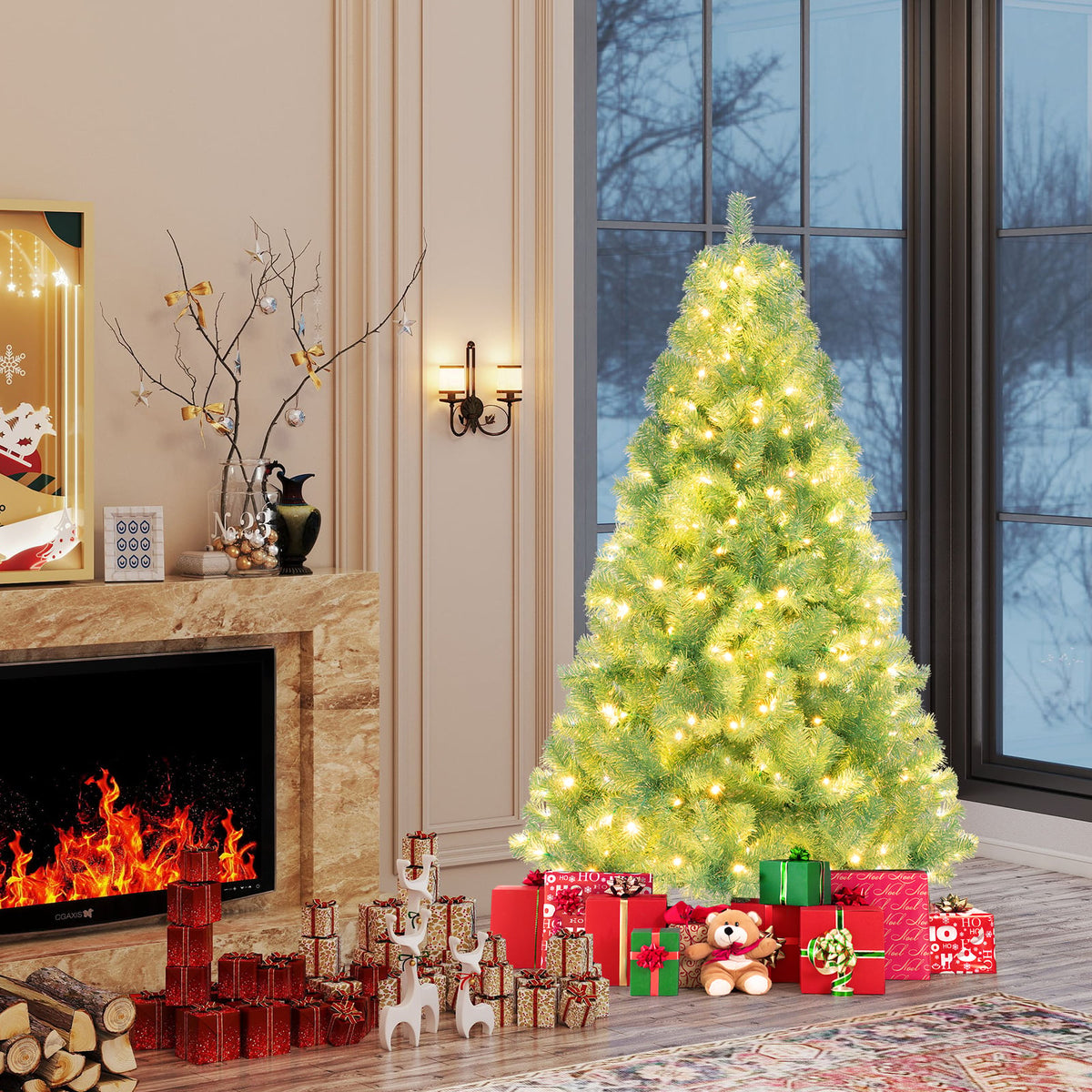 Pre-Lit Tinsel Christmas Tree Artificial Xmas Tree Home Office Party Seasonal Holiday Decoration-S-Christmas Trees-DECOROLALA