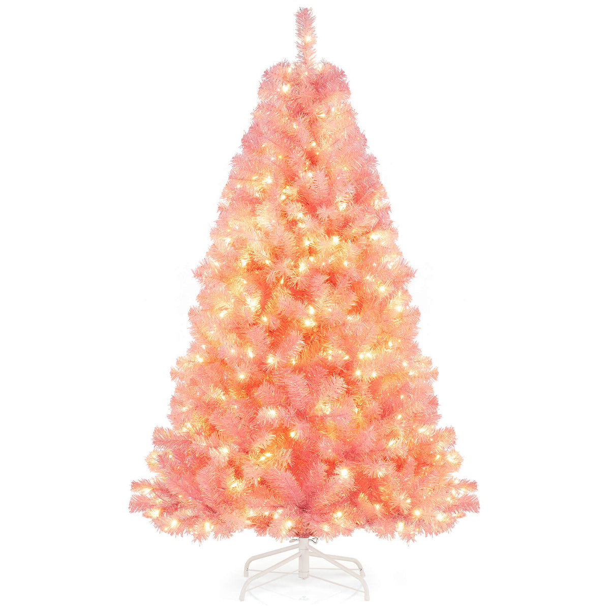 Pre-Lit Tinsel Christmas Tree Artificial Xmas Tree with Lush Branch Tips Holiday Decoration-6ft-Christmas Trees-DECOROLALA