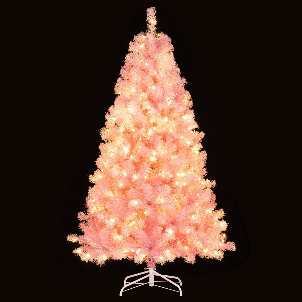 Pre-Lit Tinsel Christmas Tree Artificial Xmas Tree with Lush Branch Tips Holiday Decoration-6ft-Christmas Trees-DECOROLALA
