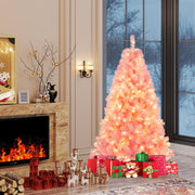 Pre-Lit Tinsel Christmas Tree Artificial Xmas Tree with Lush Branch Tips Holiday Decoration-6ft-Christmas Trees-DECOROLALA