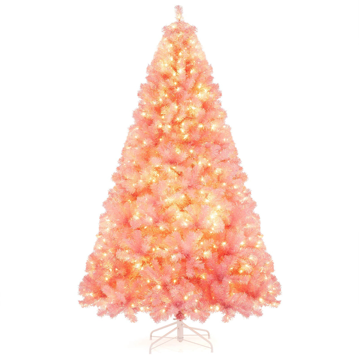 Pre-Lit Tinsel Christmas Tree Artificial Xmas Tree with Lush Branch Tips Holiday Decoration-7.5ft-Christmas Trees-DECOROLALA