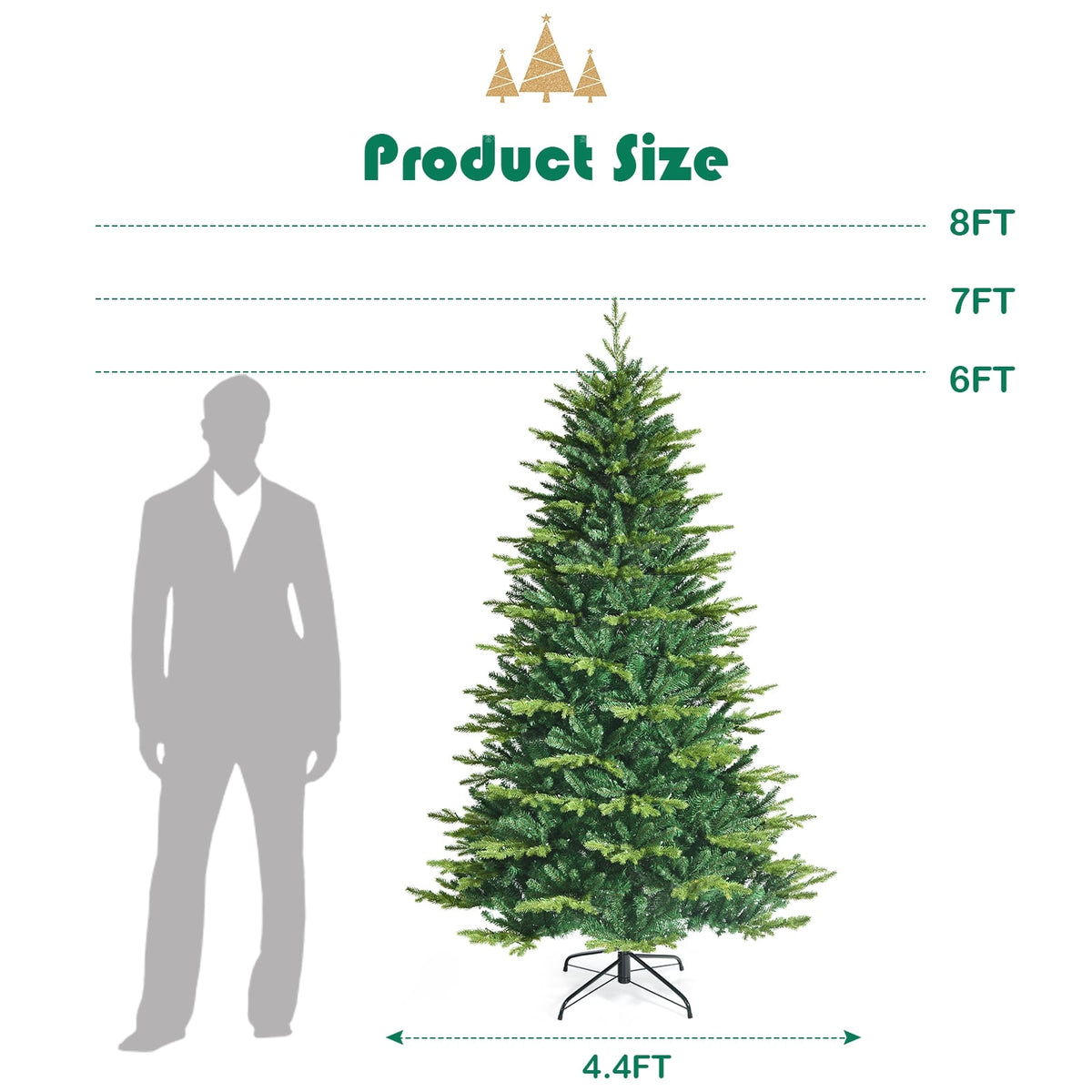 Pre-lit Artificial Hinged Christmas Tree with APP Controlled LED Lights-7'-Christmas Trees-DECOROLALA