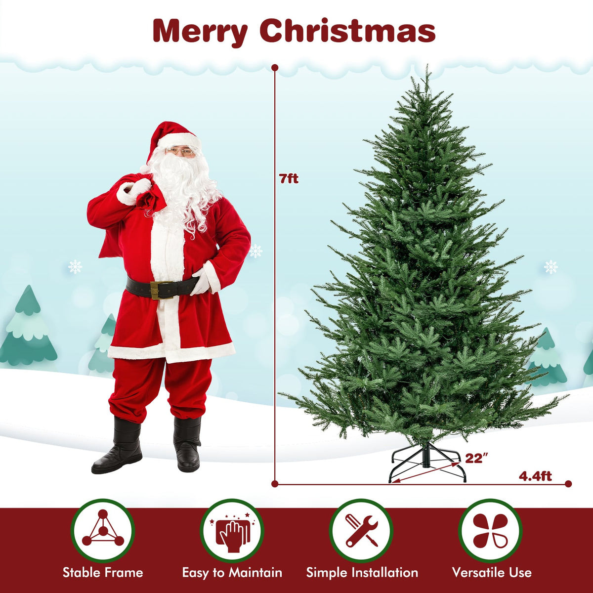 Pre-lit Christmas Tree with 280 Warm White LED Lights and 8 Lighting Modes-7 ft-Christmas Trees-DECOROLALA