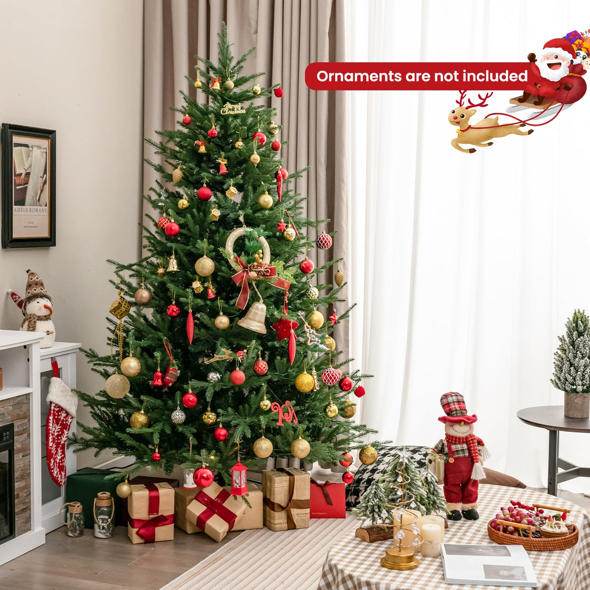 Pre-lit Christmas Tree with 280 Warm White LED Lights and 8 Lighting Modes-7 ft-Christmas Trees-DECOROLALA