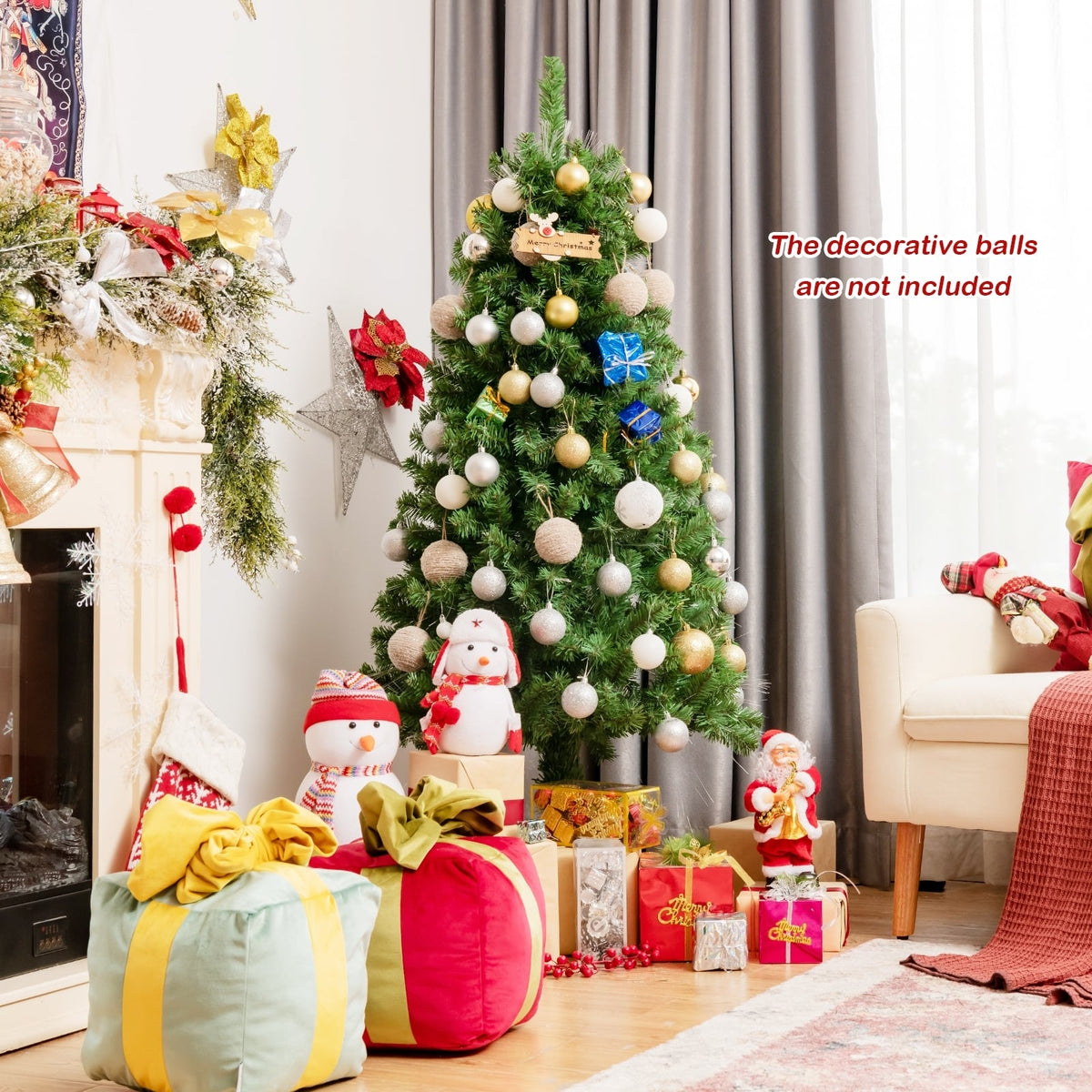 Pre-lit Multi-Colored Fiber Optic Spruce Artificial Christmas Tree-5 ft-Christmas Trees-DECOROLALA