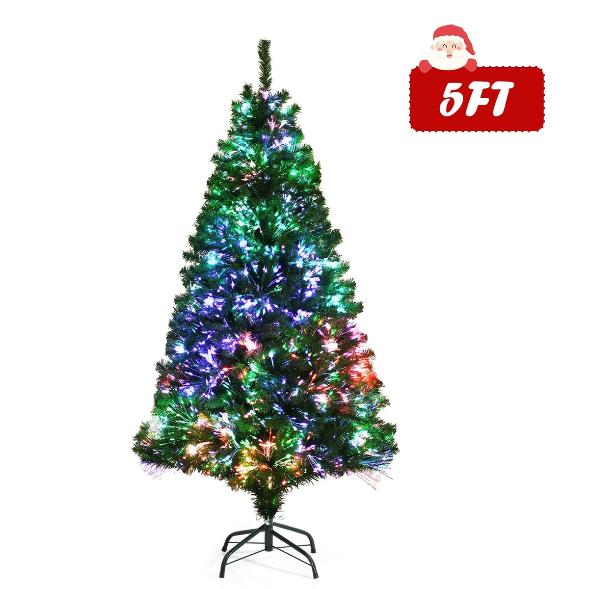 Pre-lit Multi-Colored Fiber Optic Spruce Artificial Christmas Tree-5 ft-Christmas Trees-DECOROLALA