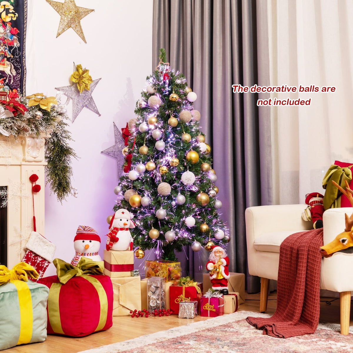 Pre-lit Multi-Colored Fiber Optic Spruce Artificial Christmas Tree-5 ft-Christmas Trees-DECOROLALA
