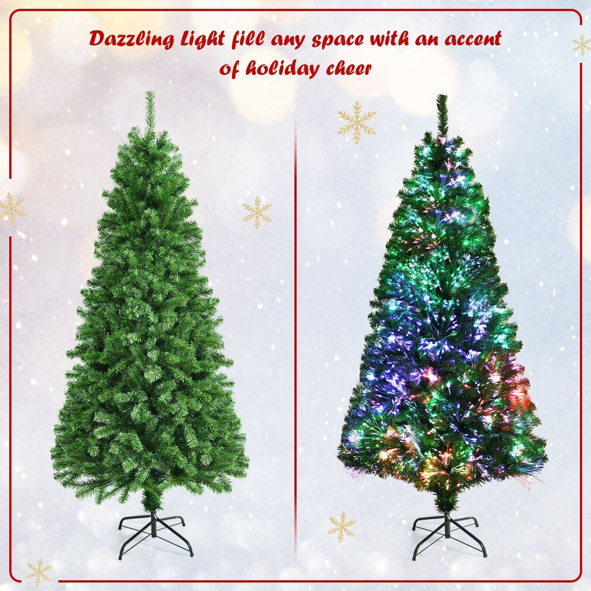Pre-lit Multi-Colored Fiber Optic Spruce Artificial Christmas Tree-7 ft-Christmas Trees-DECOROLALA
