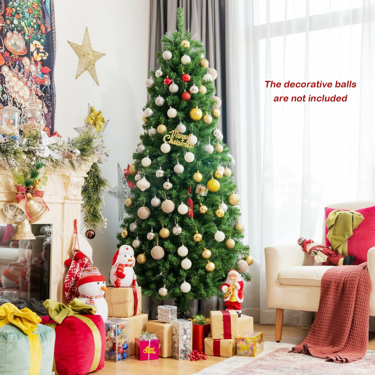 Pre-lit Multi-Colored Fiber Optic Spruce Artificial Christmas Tree-7 ft-Christmas Trees-DECOROLALA