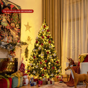 Pre-lit Snow Flocked Christmas Tree with Red Berries and LED Lights-6 Feet-Christmas Trees-DECOROLALA