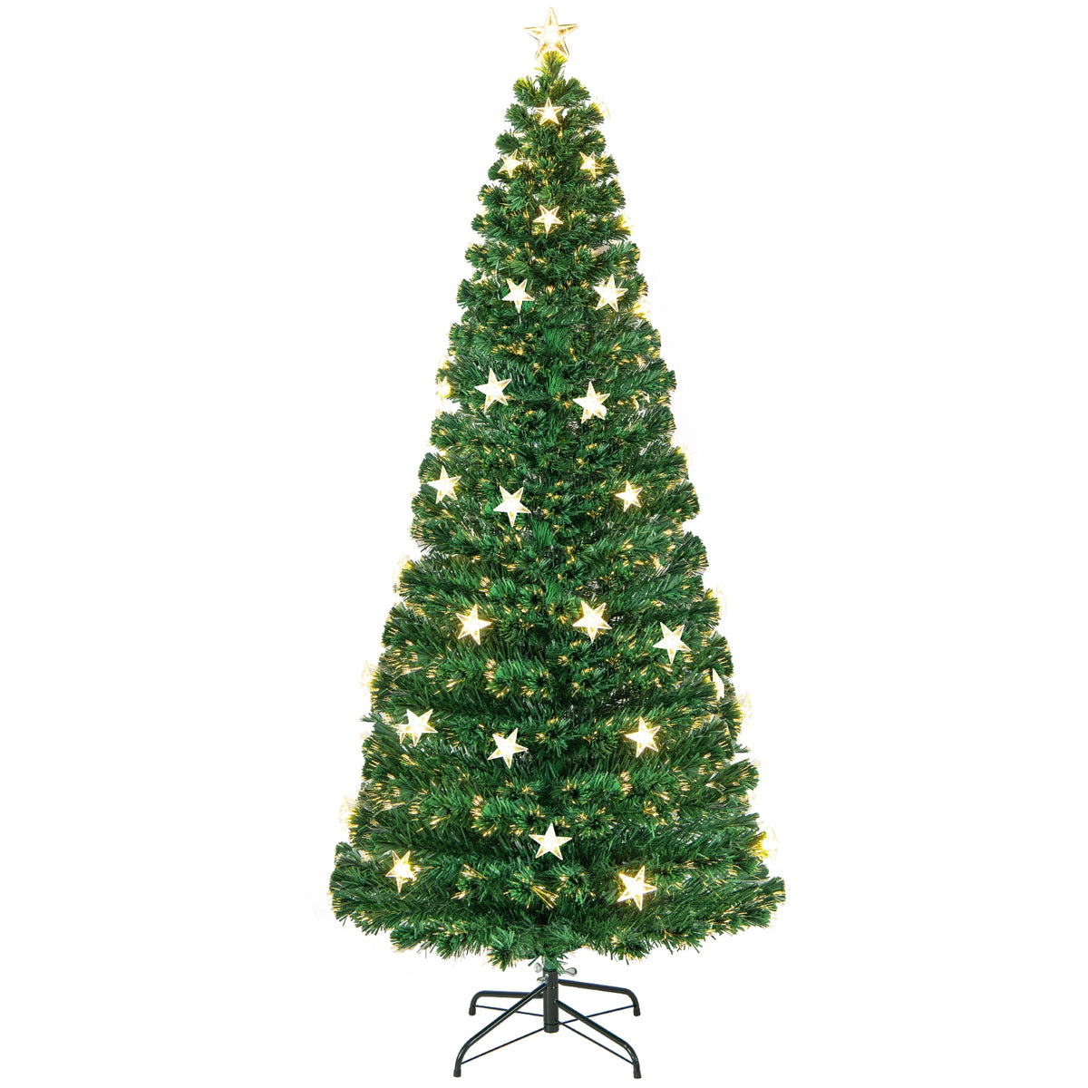 Prelit Fiber Optic Christmas Tree with Warm White Lights-7 ft-Christmas Trees-DECOROLALA