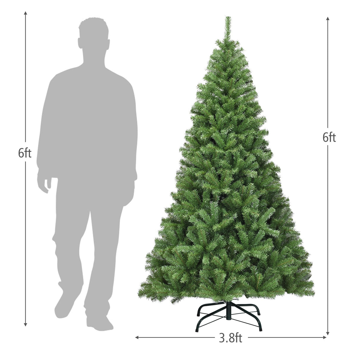 Premium Artificial Hinged PVC Christmas Tree with Metal Stand-6 ft-Christmas Trees-DECOROLALA