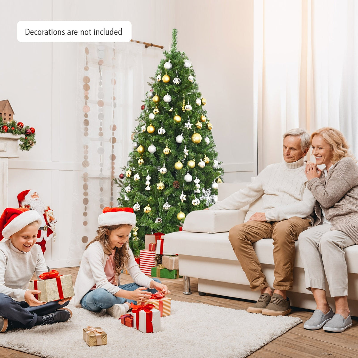 Premium Artificial Hinged PVC Christmas Tree with Metal Stand-6 ft-Christmas Trees-DECOROLALA