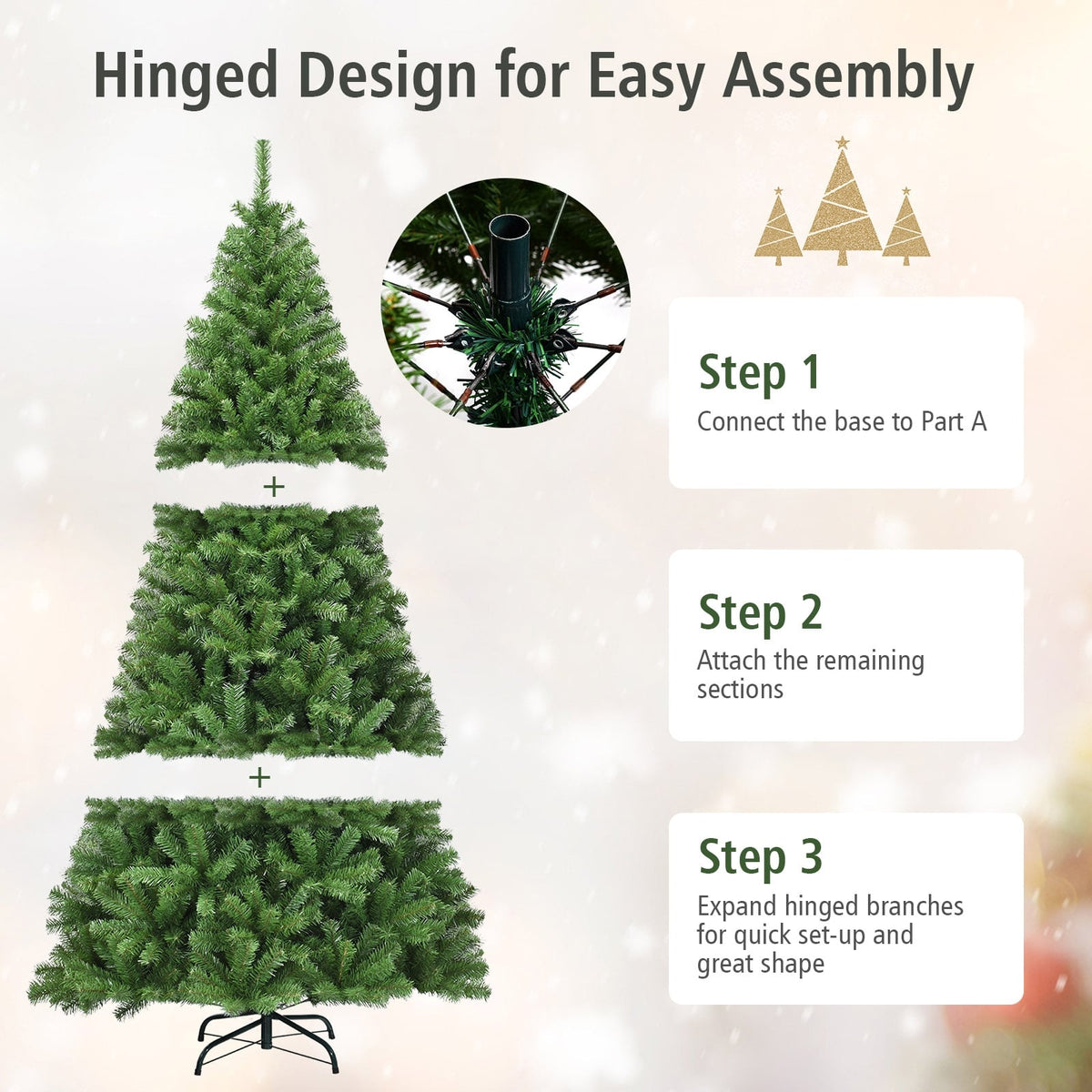 Premium Artificial Hinged PVC Christmas Tree with Metal Stand-6 ft-Christmas Trees-DECOROLALA