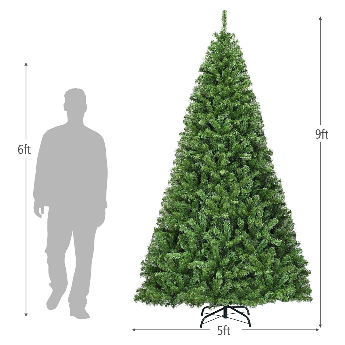 Premium Artificial Hinged PVC Christmas Tree with Metal Stand-9 ft-Christmas Trees-DECOROLALA