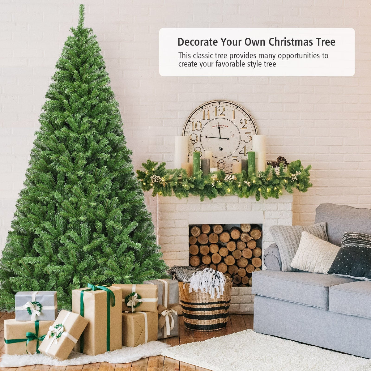Premium Artificial Hinged PVC Christmas Tree with Metal Stand-9 ft-Christmas Trees-DECOROLALA