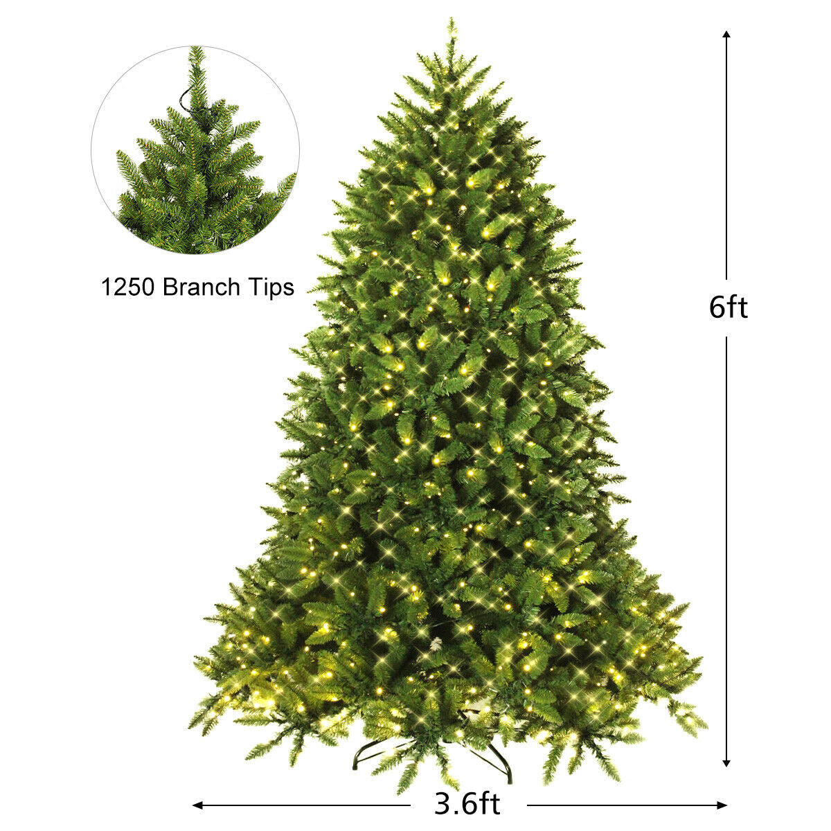 Premium Hinged Artificial Fir Christmas Tree with LED Lights-6 ft-Christmas Trees-DECOROLALA