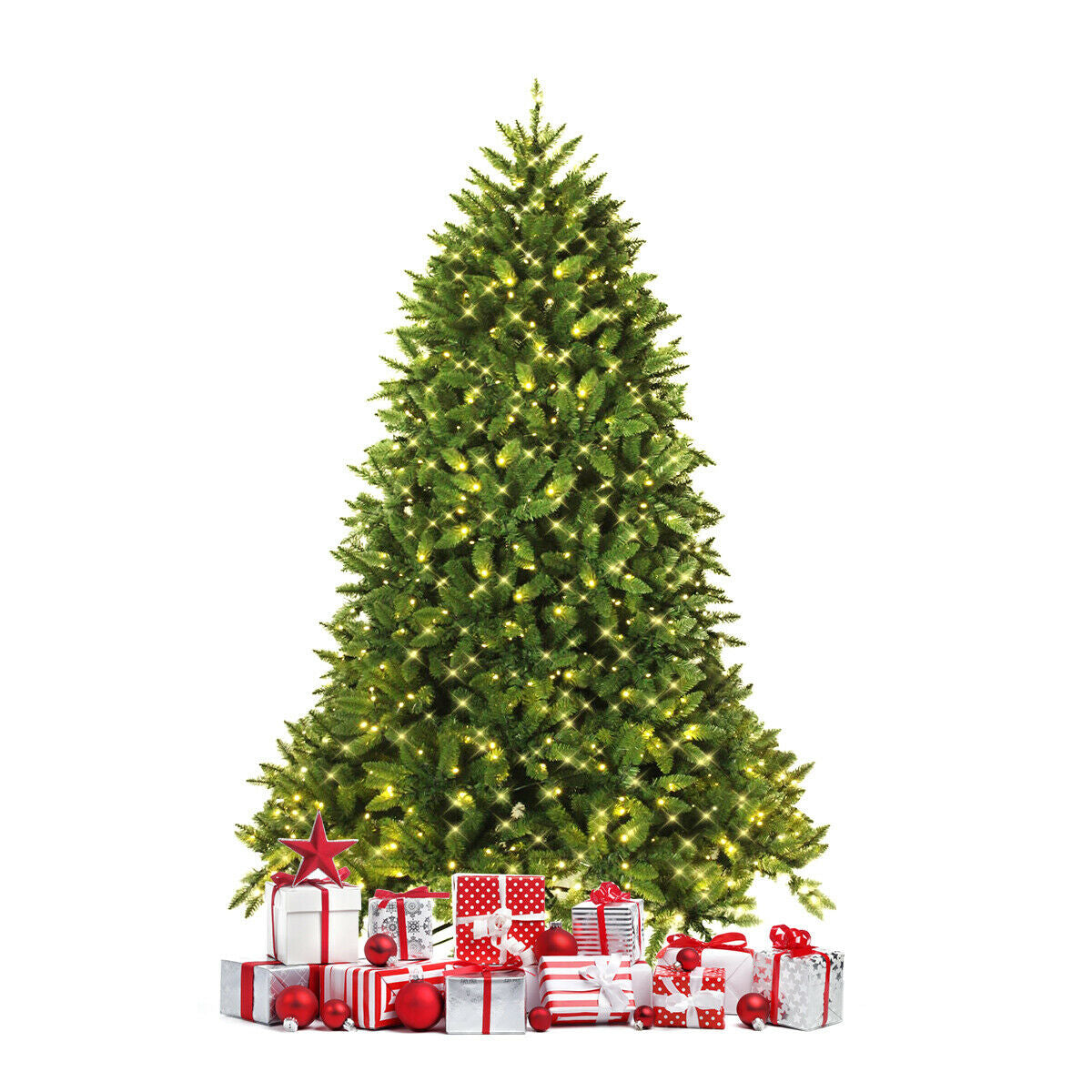 Premium Hinged Artificial Fir Christmas Tree with LED Lights-6 ft-Christmas Trees-DECOROLALA