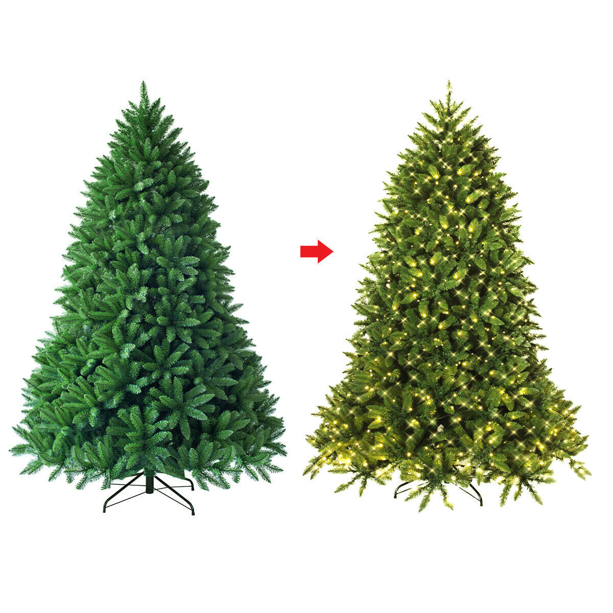 Premium Hinged Artificial Fir Christmas Tree with LED Lights-6 ft-Christmas Trees-DECOROLALA