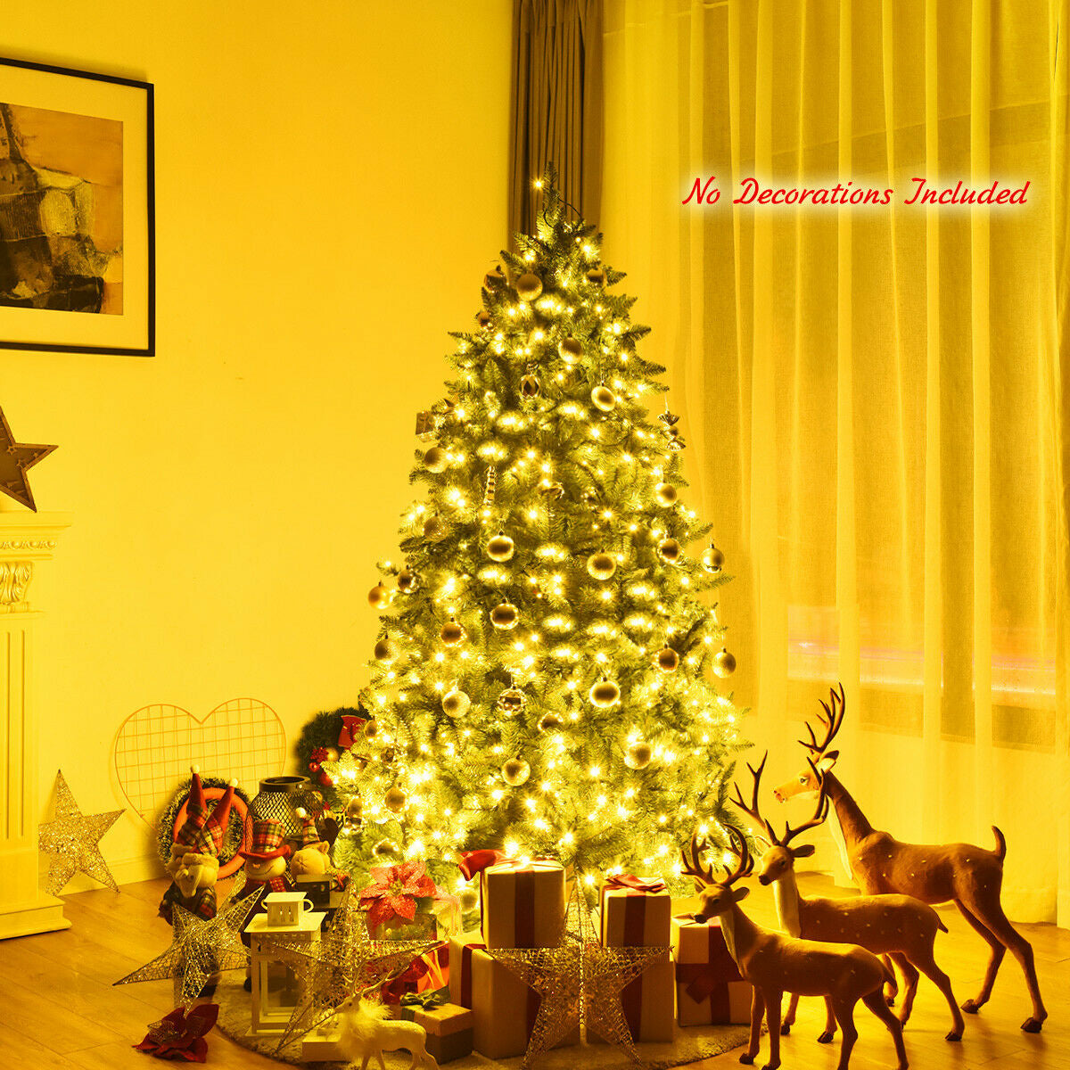 Premium Hinged Artificial Fir Christmas Tree with LED Lights-6 ft-Christmas Trees-DECOROLALA