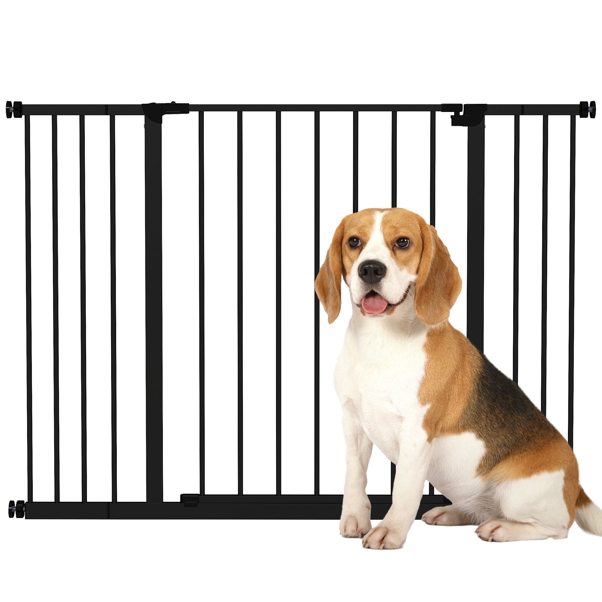 Pressure Fit Dog Gate - Black Steel 29.9"- 42.1" Wide-Dogs-DECOROLALA