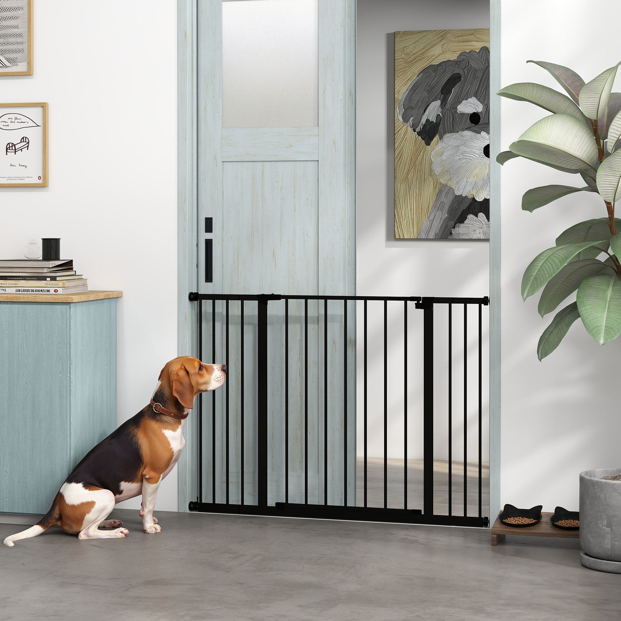 Pressure Fit Dog Gate - Black Steel 29.9"- 42.1" Wide-Dogs-DECOROLALA