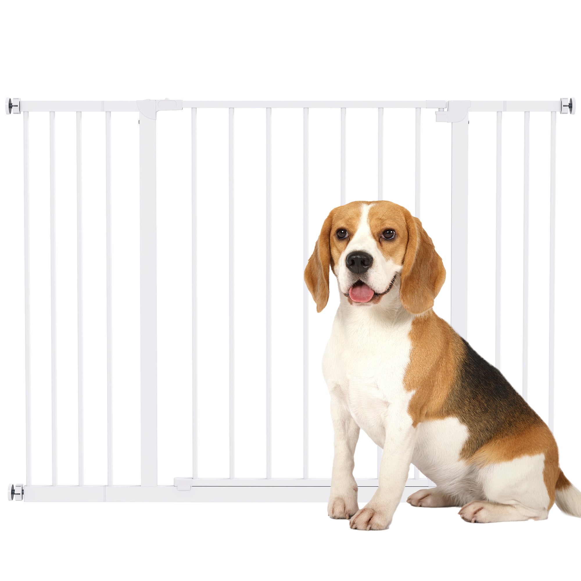 Pressure Fit Dog Gate - White Steel 29.9"-42.1" Wide-Dogs-DECOROLALA